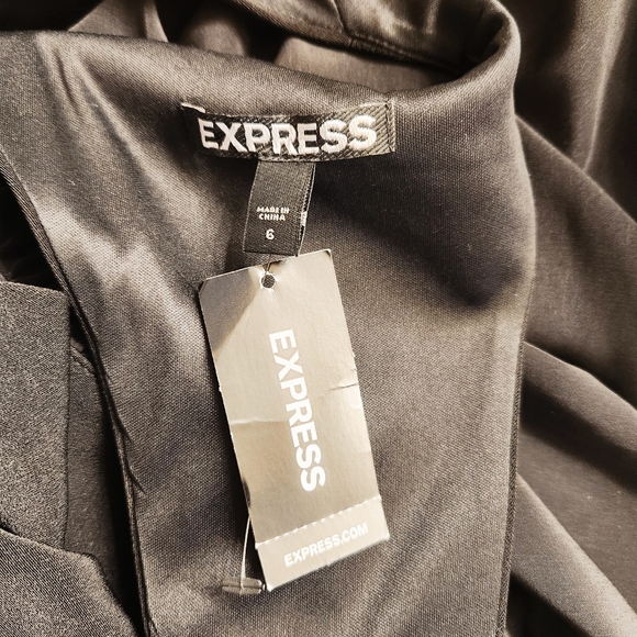 NWT Express Black V-Neck Racer Back Sleeveless Long Maxi Dress Gown Size 6 - Picture 4 of 6